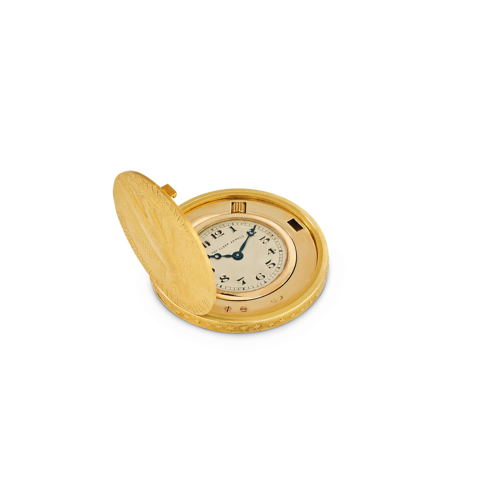 Pocket watch in a coin, circa 1920
Yellow gold
Van Cleef & Arpels Collection