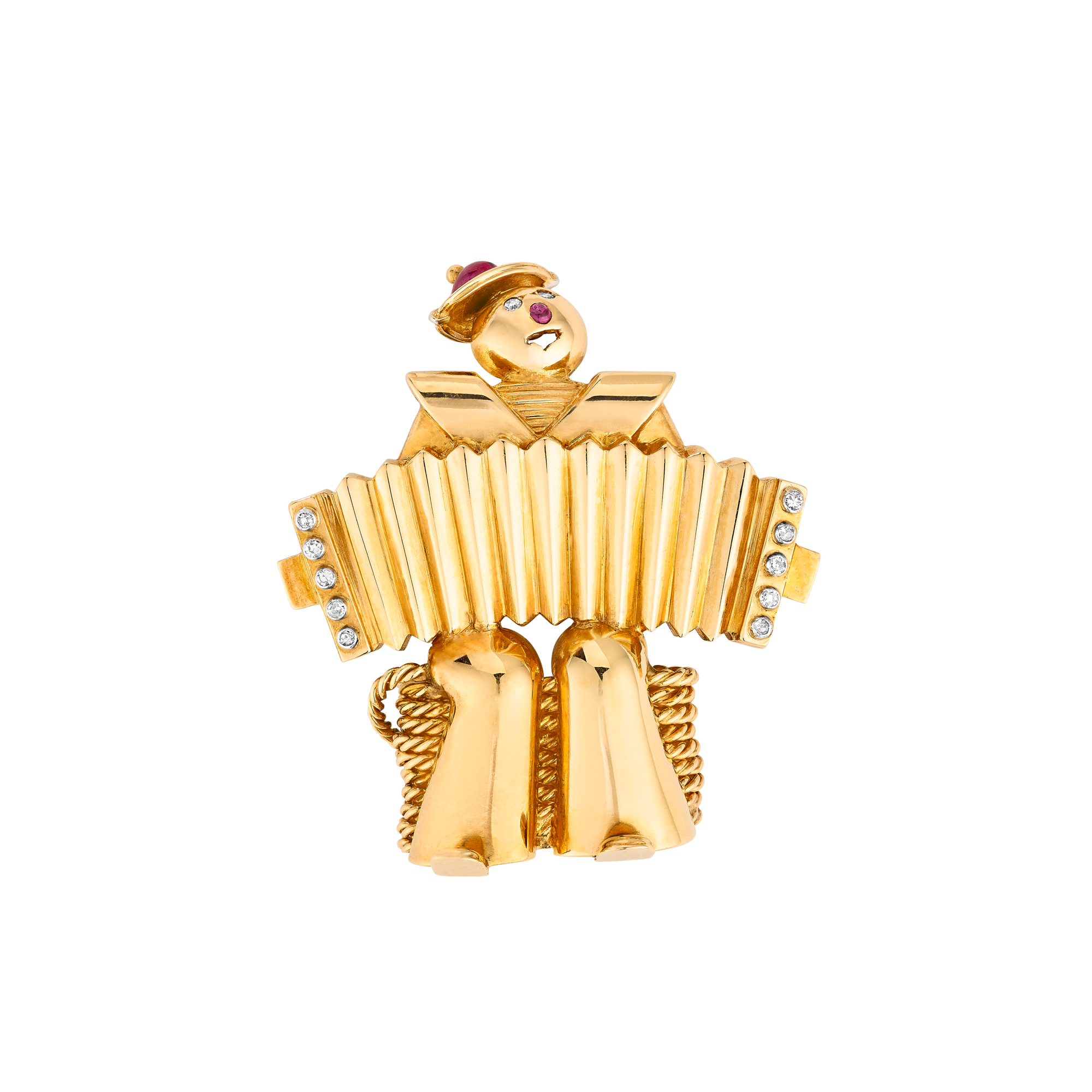 Sailor With the Accordion clip, c. 1939
Yellow gold, rubies, and diamonds
Van Cleef & Arpels Collection