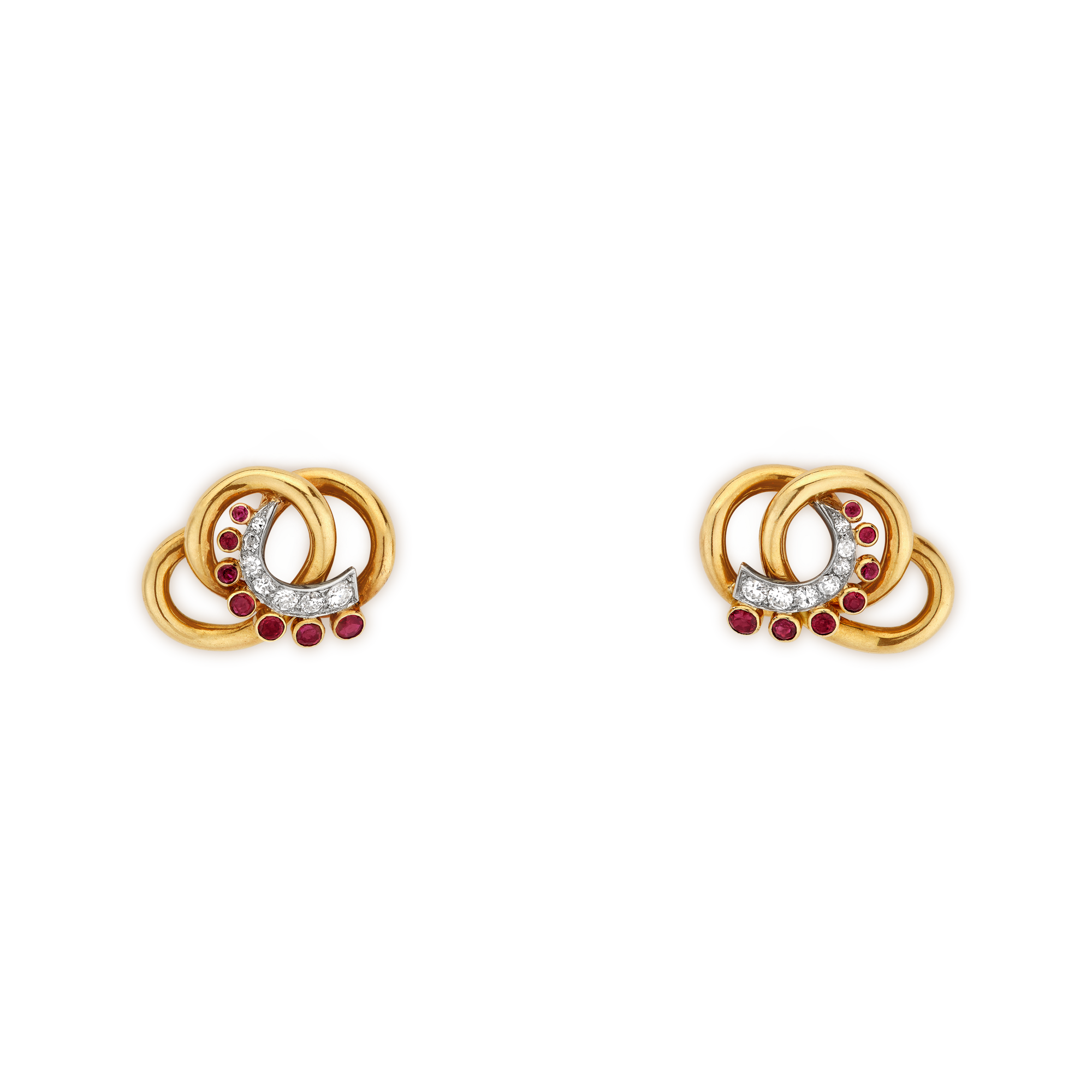 Earrings, 1938
Yellow gold, rose gold, platinum, rubies, diamonds
Van Cleef & Arpels Collection