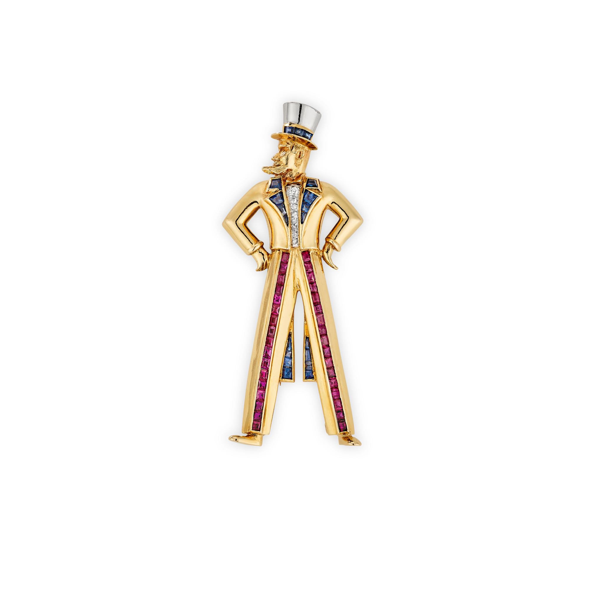 Uncle Sam clip, 1942
Yellow gold, rose gold, rubies, sapphires, and diamonds
Van Cleef & Arpels Collection