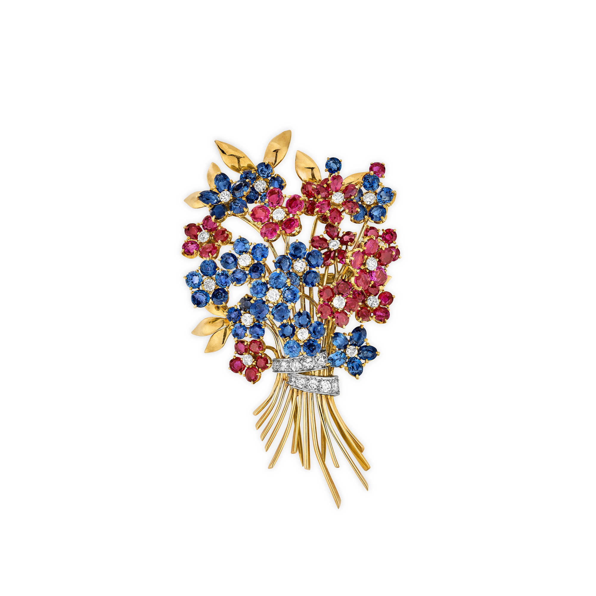 Hawaii Bouquet clip, 1939
Yellow gold, rose gold, platinum, rubies, sapphires, diamonds
Van Cleef & Arpels Collection