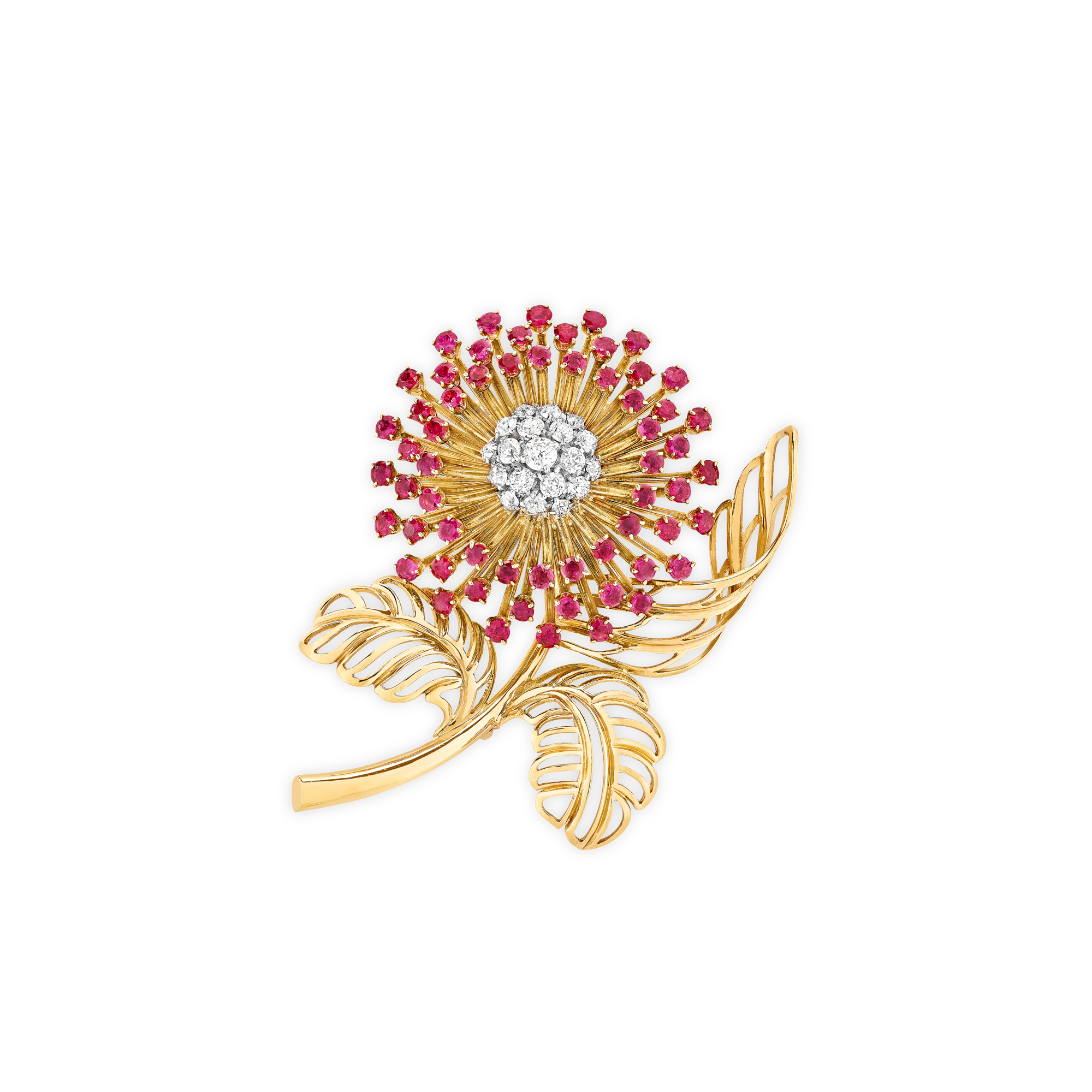 Thistle clip, 1944
Platinum, yellow gold, rubies, diamonds
Van Cleef & Arpels Collection
