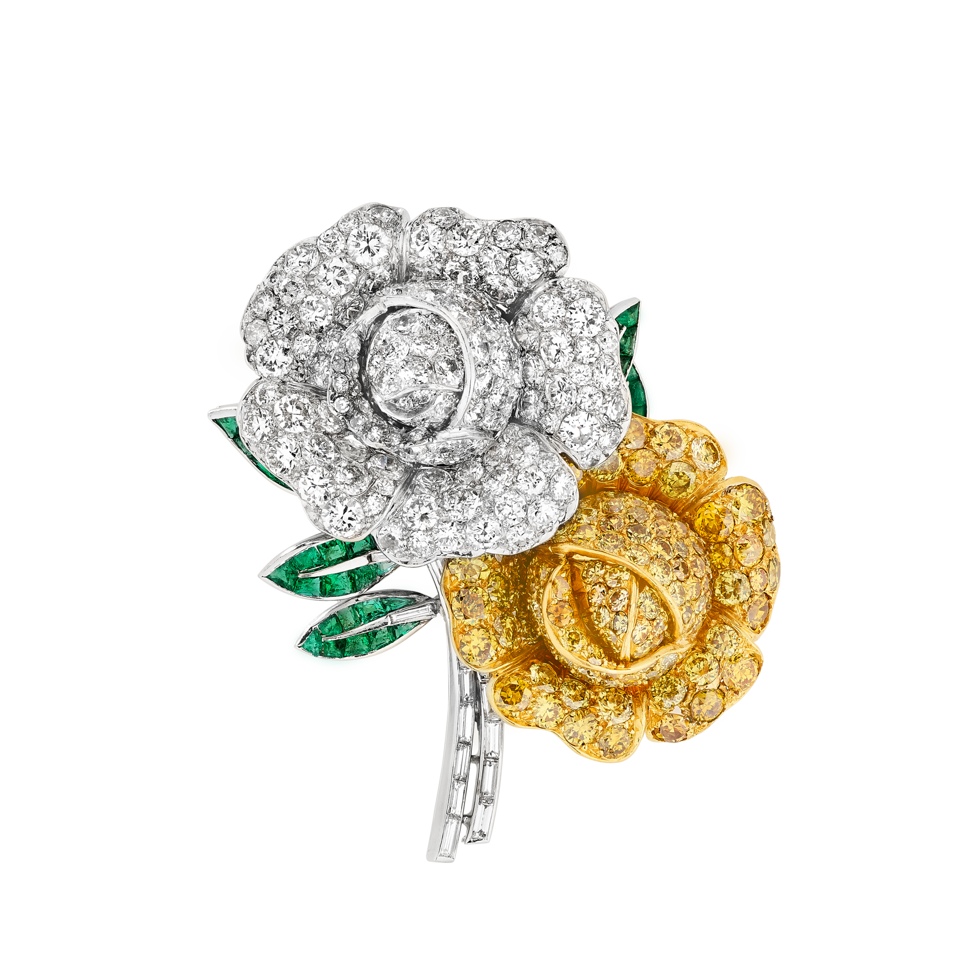 Flower brooch, 1937
Platinum, yellow gold, white gold, emeralds, diamonds
Van Cleef & Arpels Collection