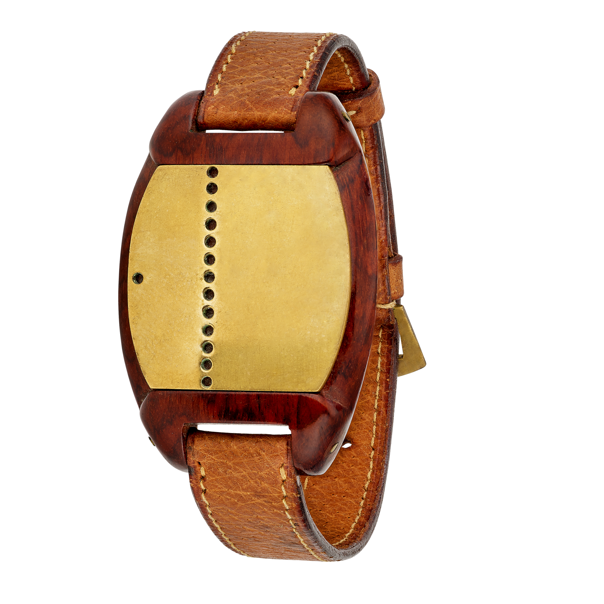 Touch Wood dog tag bracelet, circa 1939
Snakewood, brass
Van Cleef & Arpels Collection