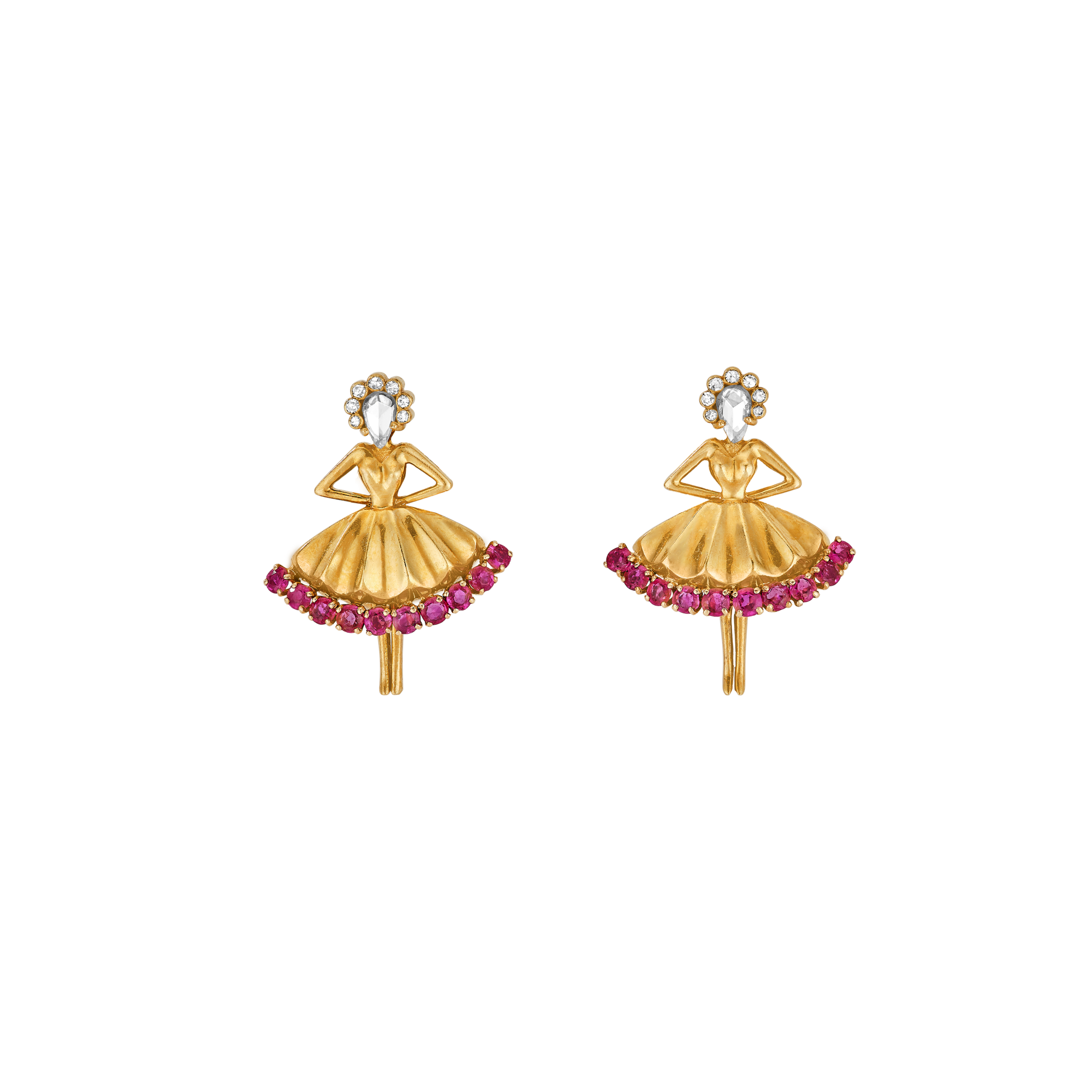 Dancer earrings, 1947
Yellow gold, rubies, diamonds
Van Cleef & Arpels Collection
