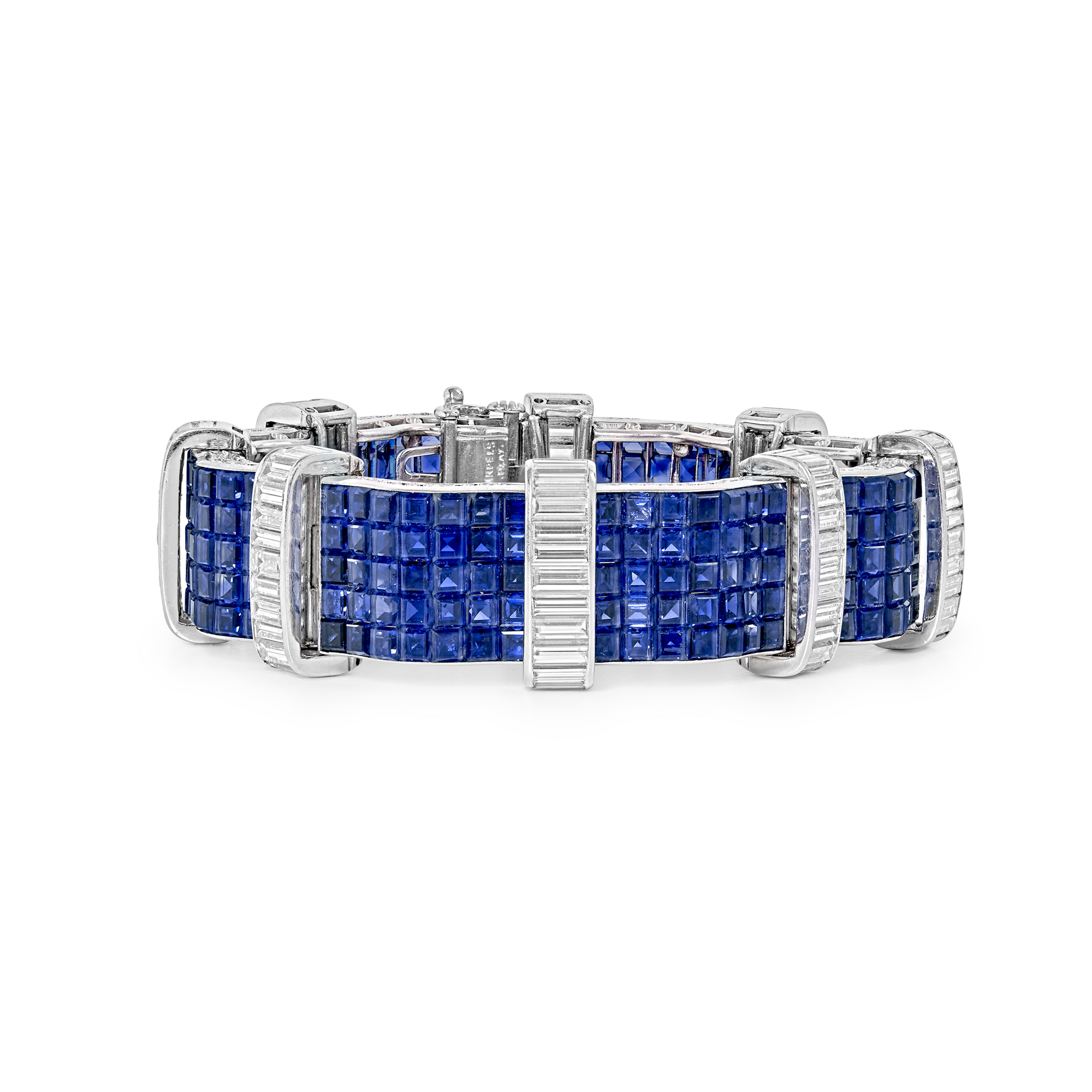 Bracelet, 1948
Platinum, white gold, Mystery Set sapphires, diamonds
Van Cleef & Arpels Collection