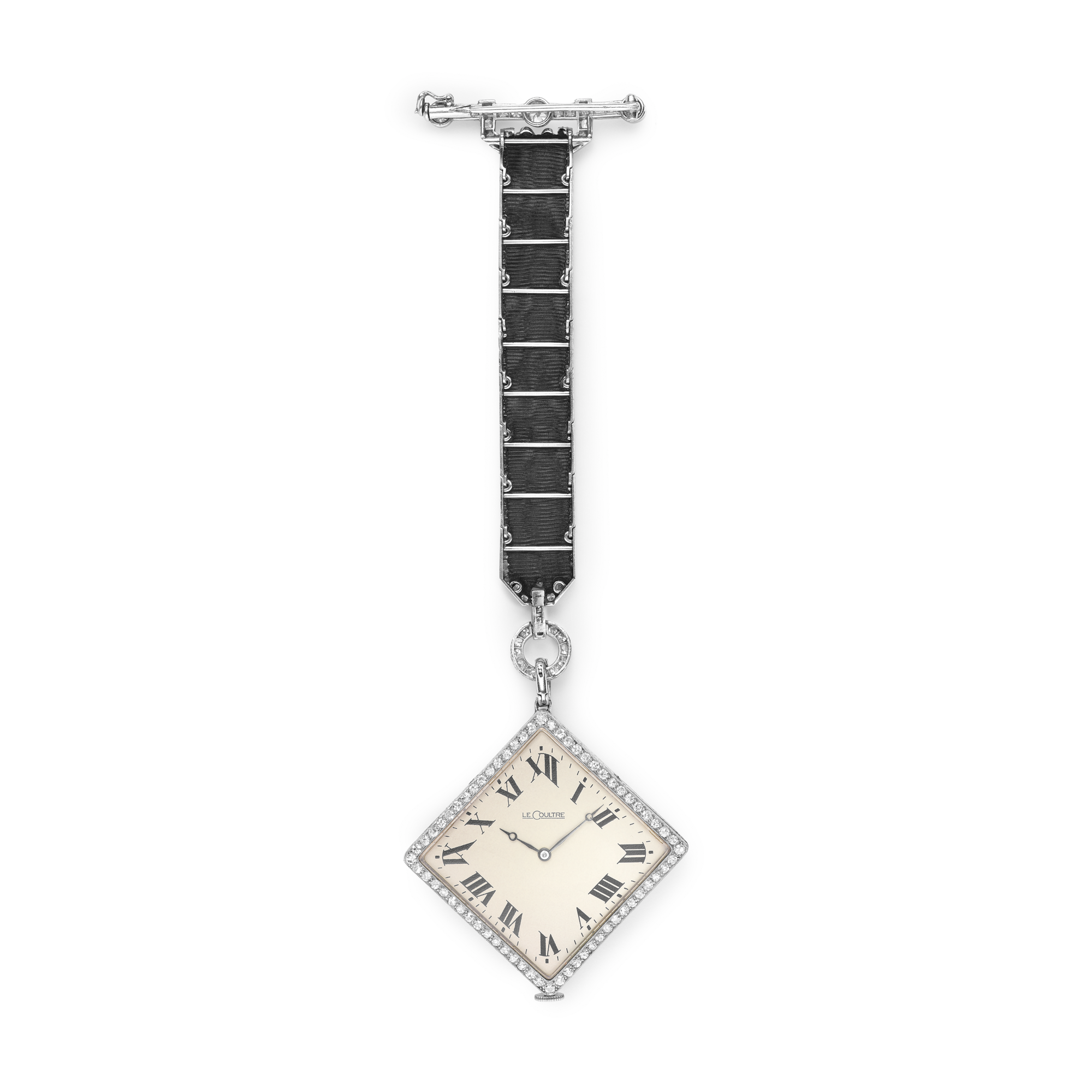 Chatelaine watch, 1921
Platinum, onyx, rock crystal, enamel, silk, diamonds
Van Cleef & Arpels Collection