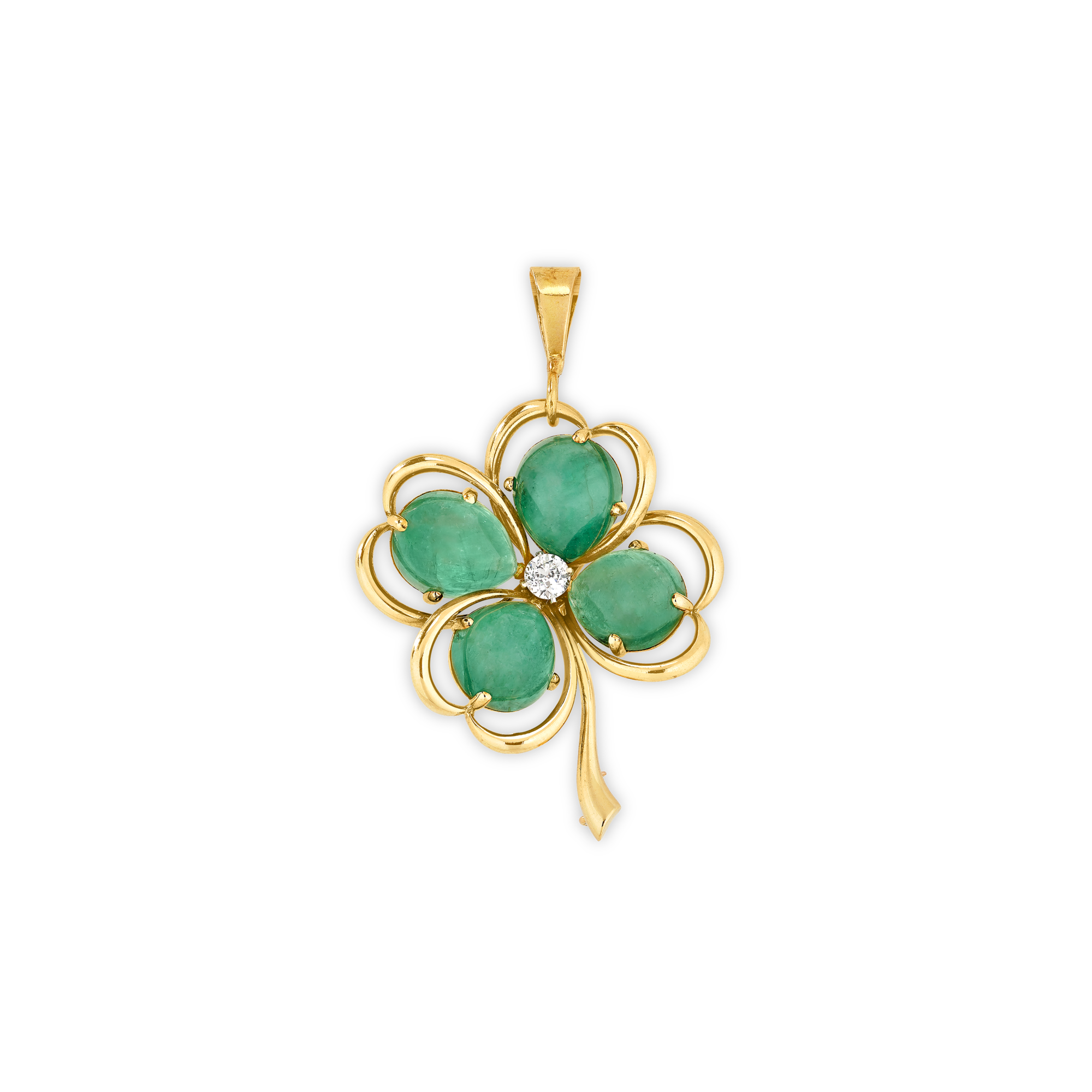 Four-leaf Clover pendant-clip, 1949
Platinum, yellow gold, rose gold, emeralds, diamond
Van Cleef & Arpels Collection