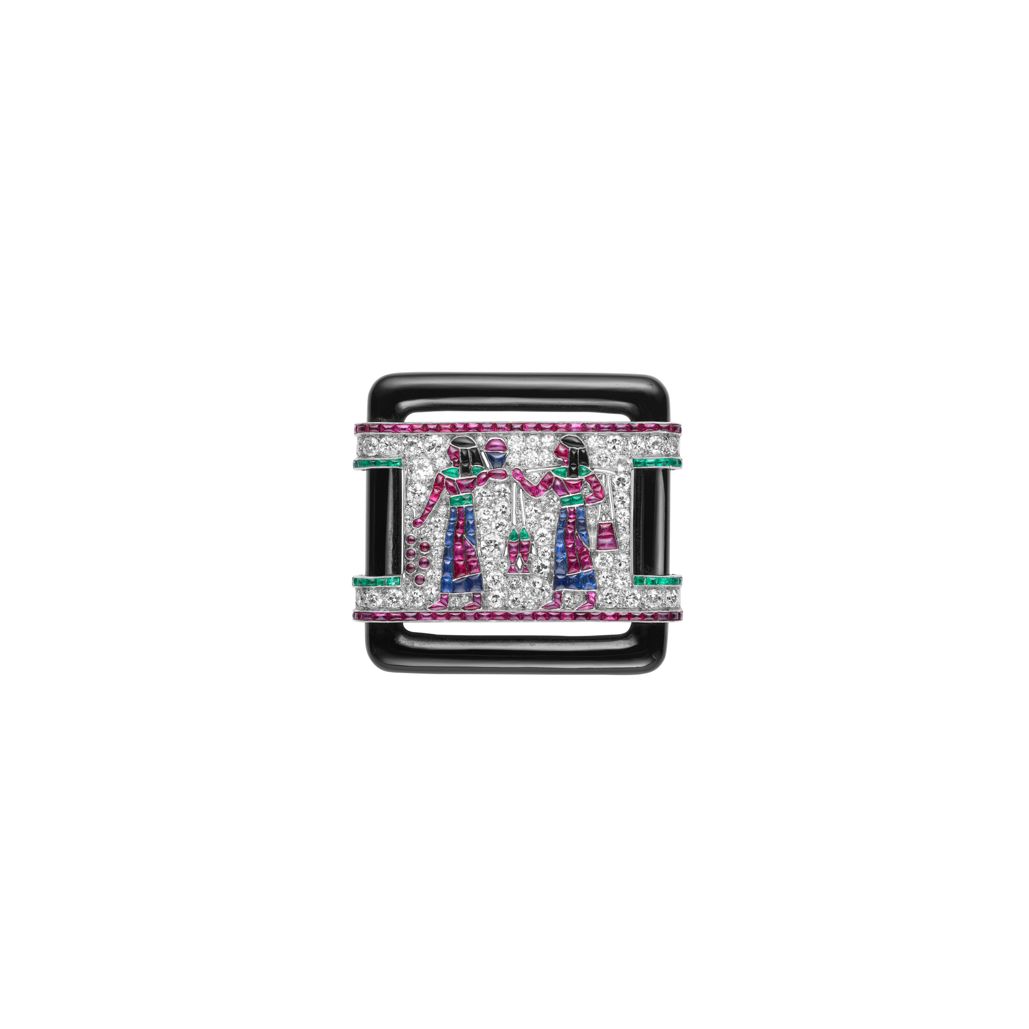 Brooch, 1924
Platinum, emeralds, rubies, sapphires, onyx, diamonds
Van Cleef & Arpels Collection